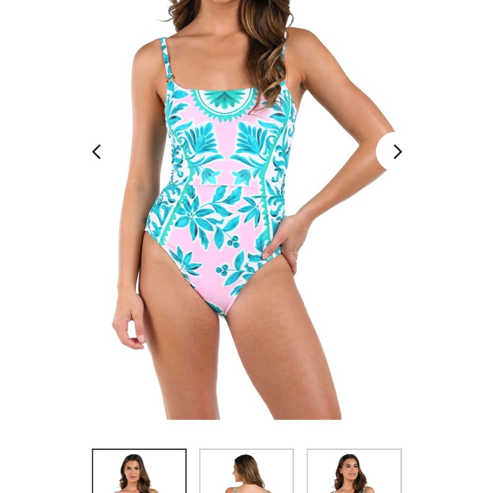 La Blanca Opulent Palm Swimsuit - Floral Pink and Green One Piece Swimsuit